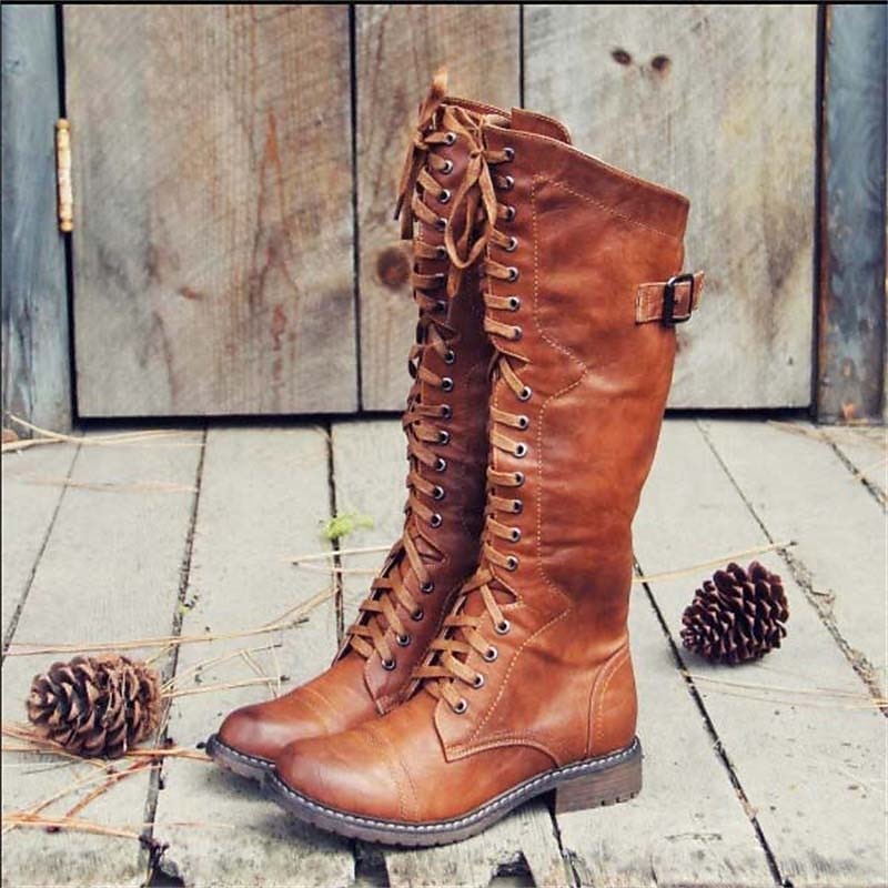 Women's High Lace-Up Riding Style Boots | Vintage