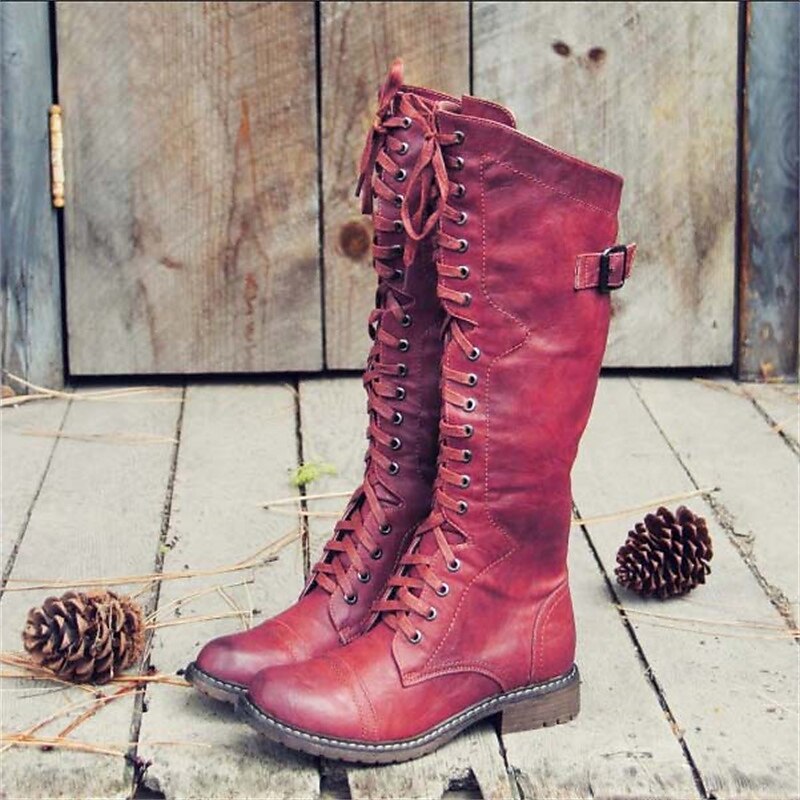 Women's High Lace-Up Riding Style Boots | Vintage