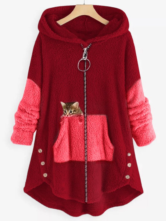 Women's Long Winter Knitted Hoodie | Zip Up