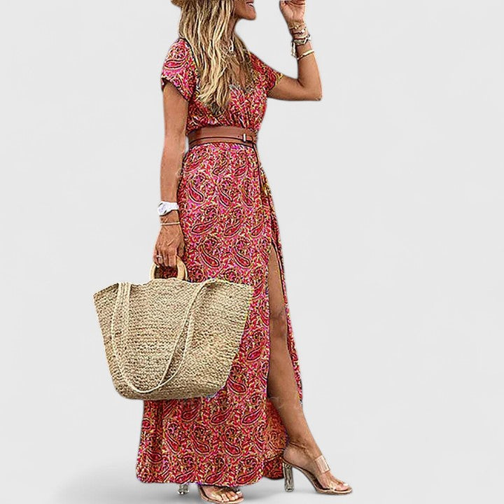Women's Summer Relaxed Fit Vacation Dress with Side Slit | Maxi