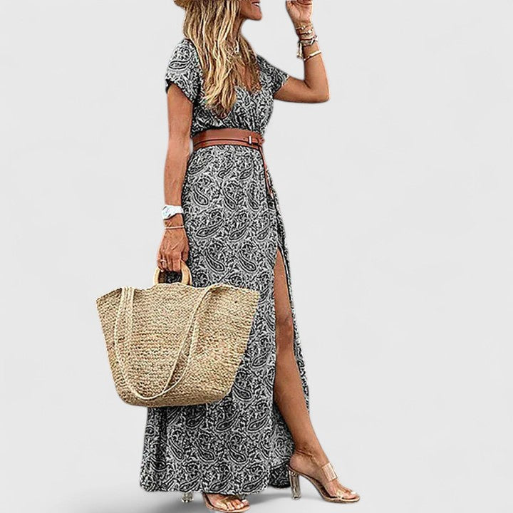 Women's Summer Relaxed Fit Vacation Dress with Side Slit | Maxi