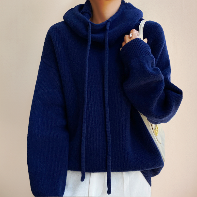 Women's Drawstring Winter Knitted Hoodie | Oversized
