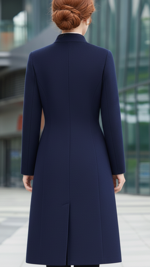 Women’s Asymmetric Button-Front Tailored Coat | Long Sleeves
