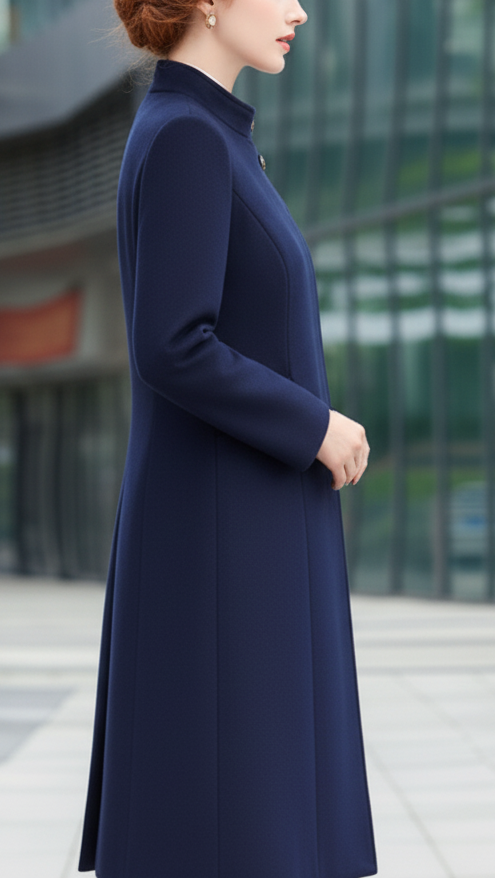 Women’s Asymmetric Button-Front Tailored Coat | Long Sleeves