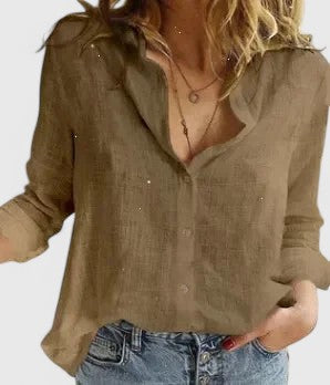 Women's Summer Relaxed Fit Button Down Shirt | Long Sleeves