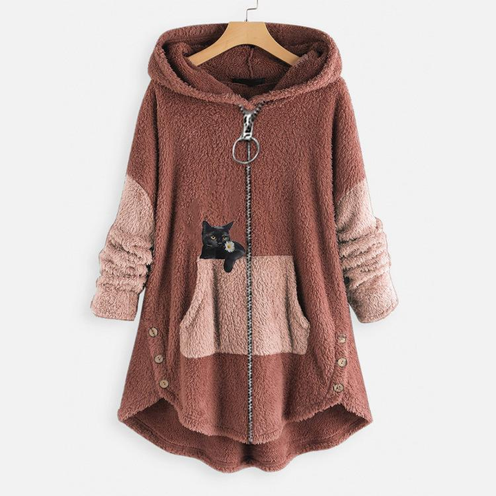 Women's Long Winter Knitted Hoodie | Zip Up