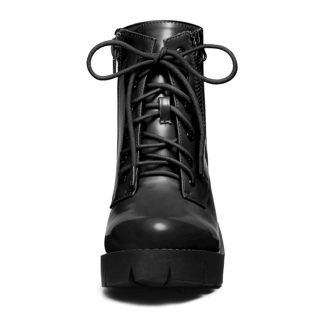 Women's Lace Up Combat Chunky Ankle Boots | Platform