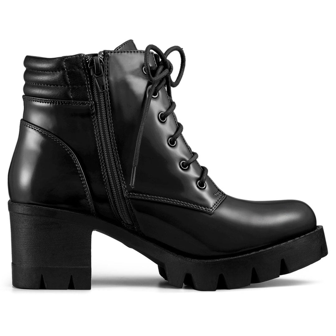 Women's Lace Up Combat Chunky Ankle Boots | Platform