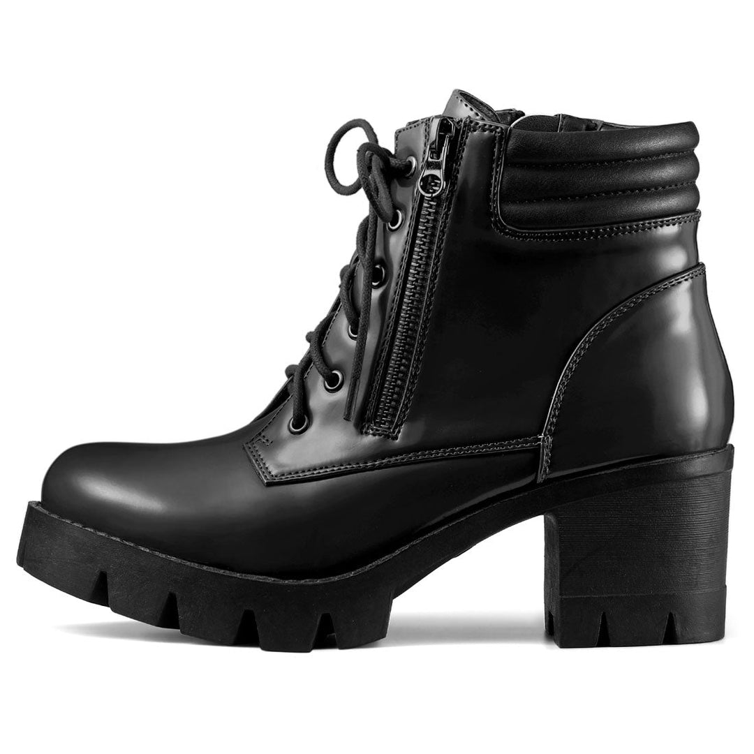 Women's Lace Up Combat Chunky Ankle Boots | Platform