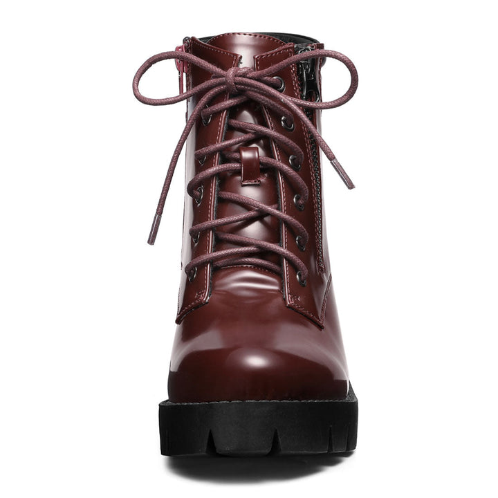Women's Lace Up Combat Chunky Ankle Boots | Platform