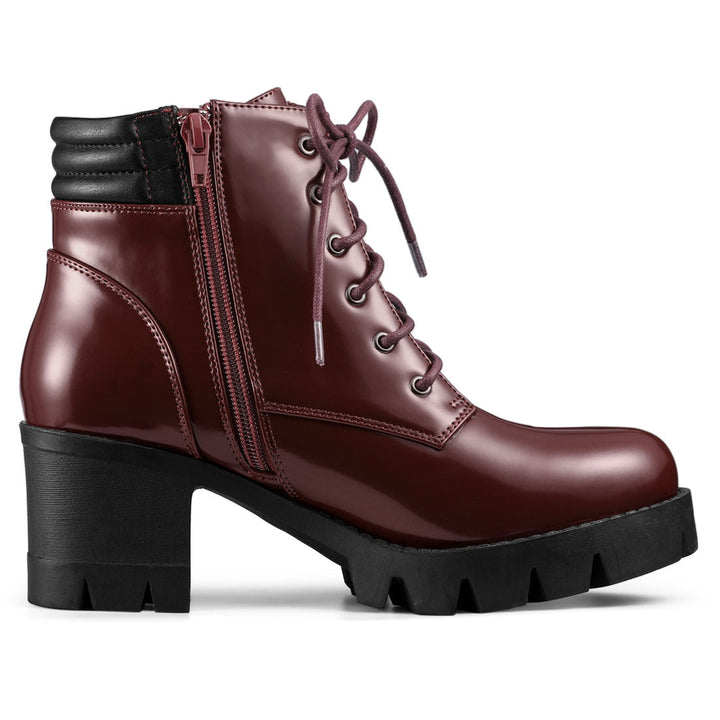 Women's Lace Up Combat Chunky Ankle Boots | Platform