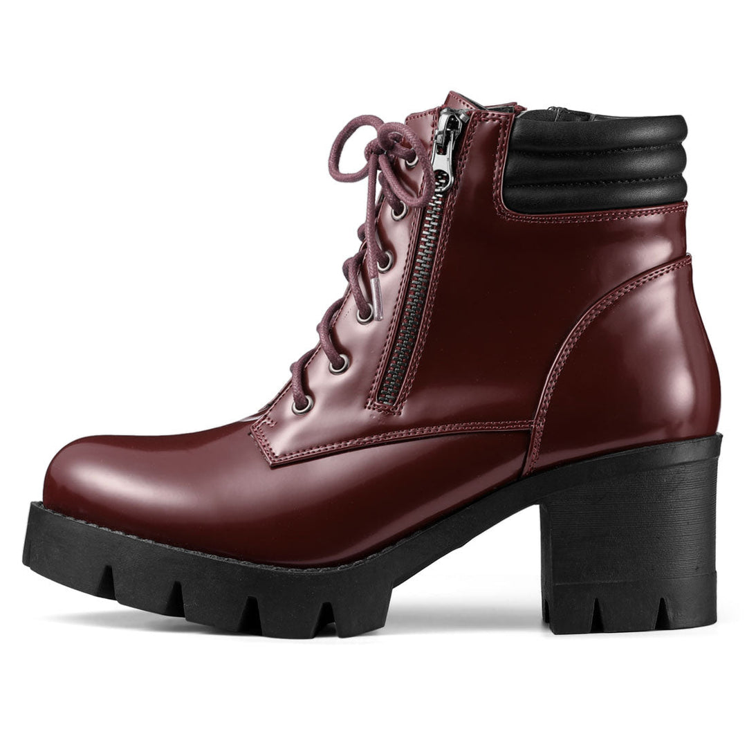 Women's Lace Up Combat Chunky Ankle Boots | Platform