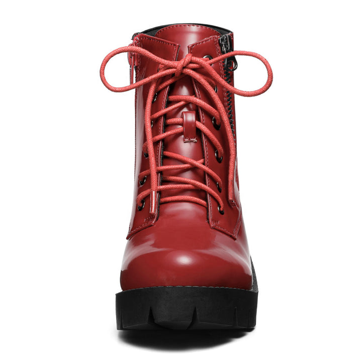 Women's Lace Up Combat Chunky Ankle Boots | Platform