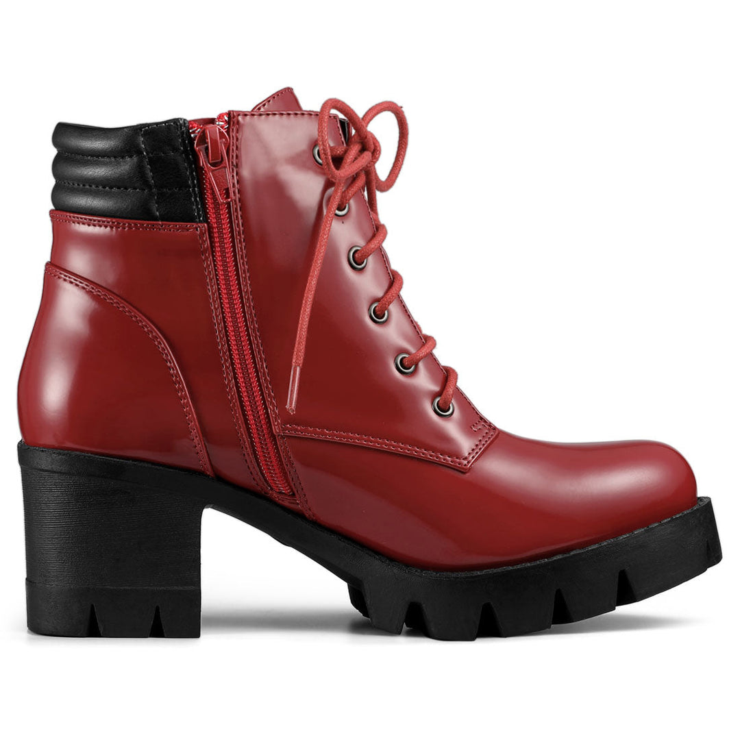 Women's Lace Up Combat Chunky Ankle Boots | Platform