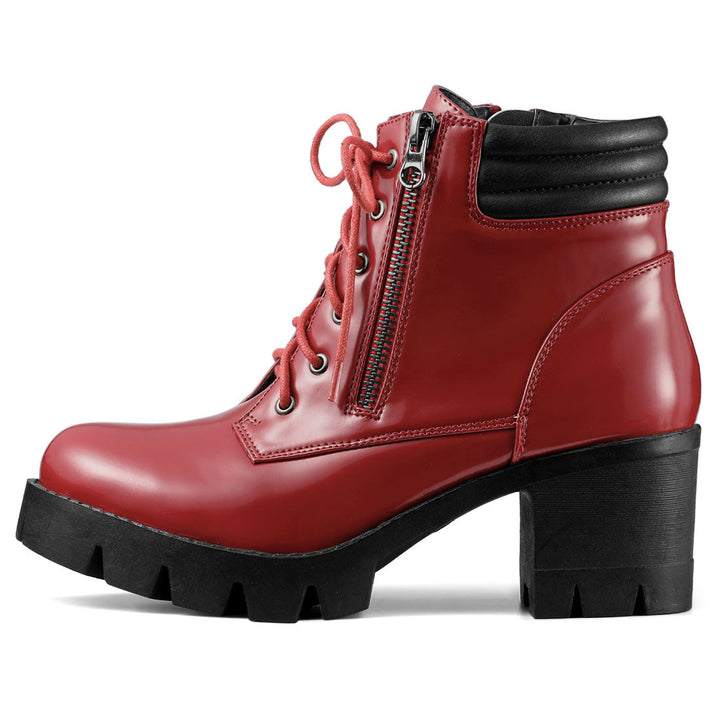 Women's Lace Up Combat Chunky Ankle Boots | Platform