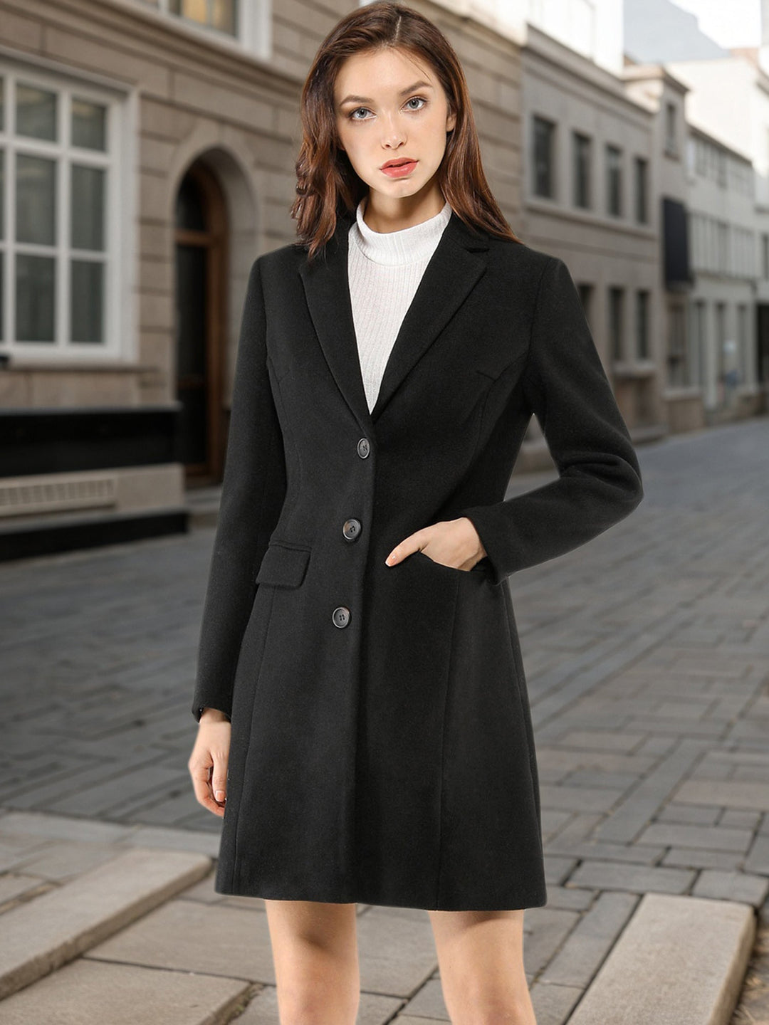 Women's Button Single Breasted Pea Coat | Winter