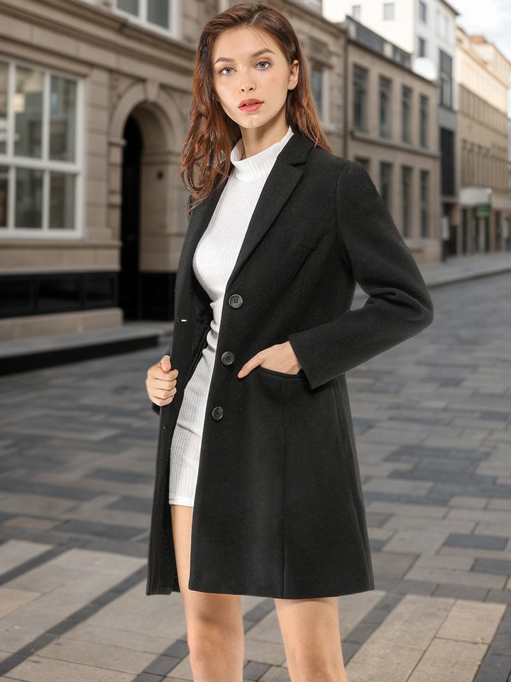 Women's Button Single Breasted Pea Coat | Winter