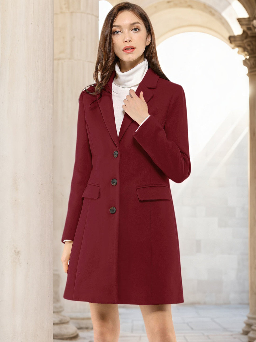 Women's Button Single Breasted Pea Coat | Winter