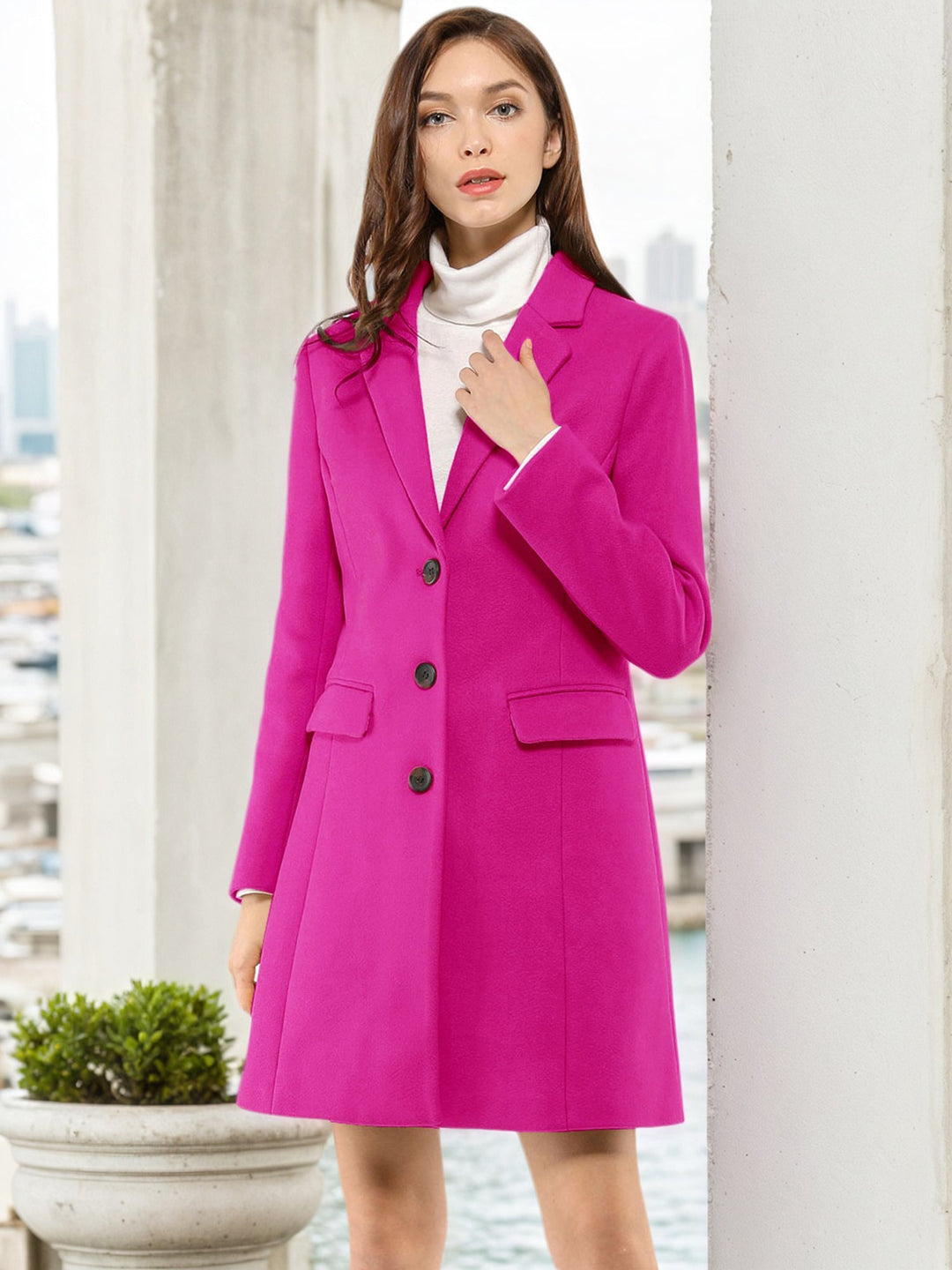 Women's Button Single Breasted Pea Coat | Winter