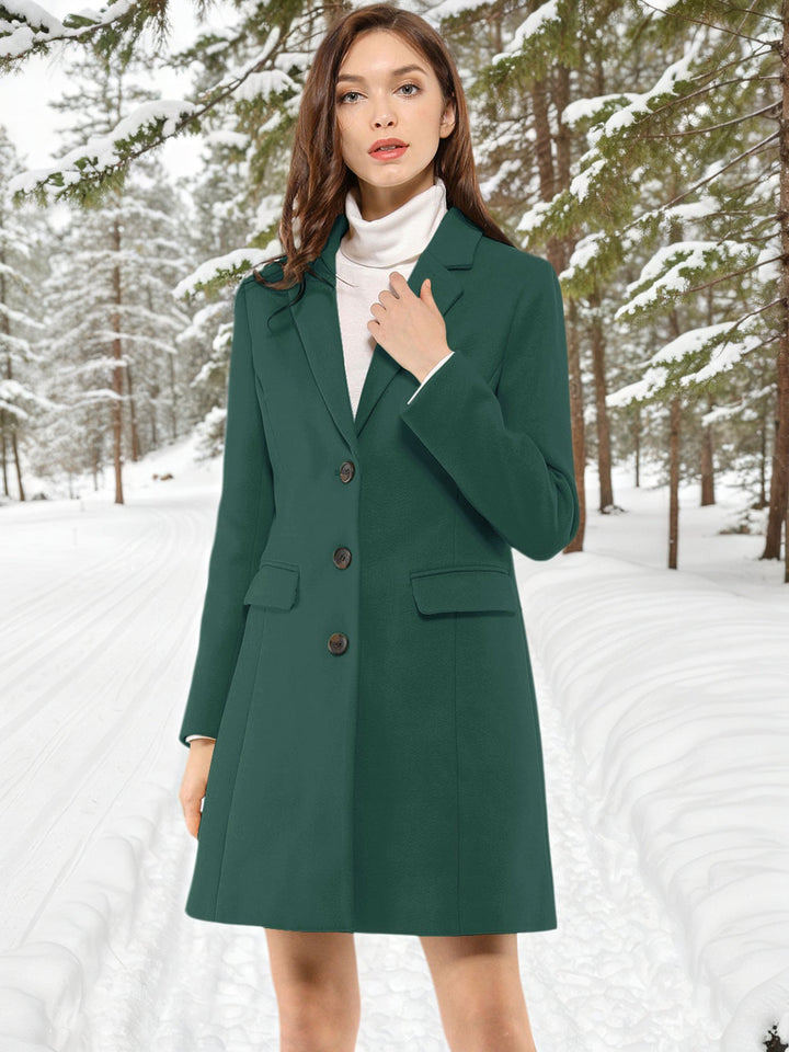 Women's Button Single Breasted Pea Coat | Winter