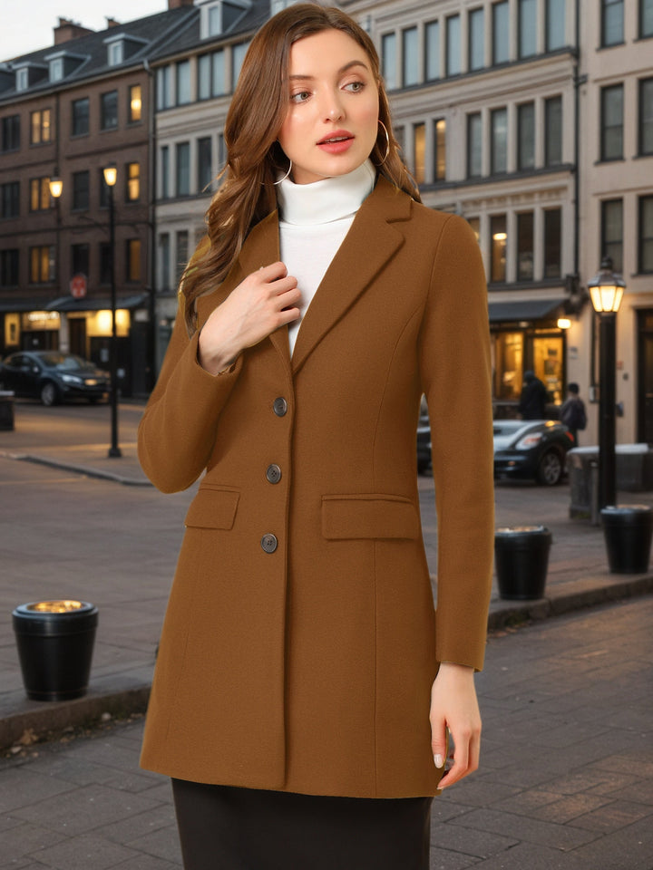 Women's Button Single Breasted Pea Coat | Winter
