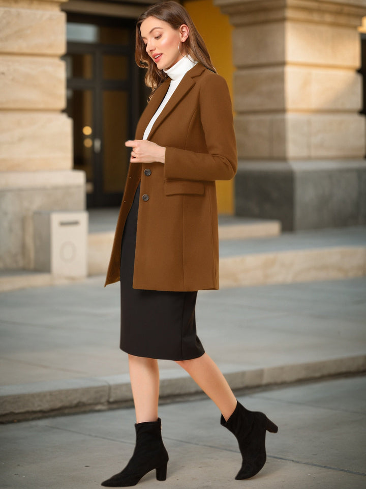 Women's Button Single Breasted Pea Coat | Winter