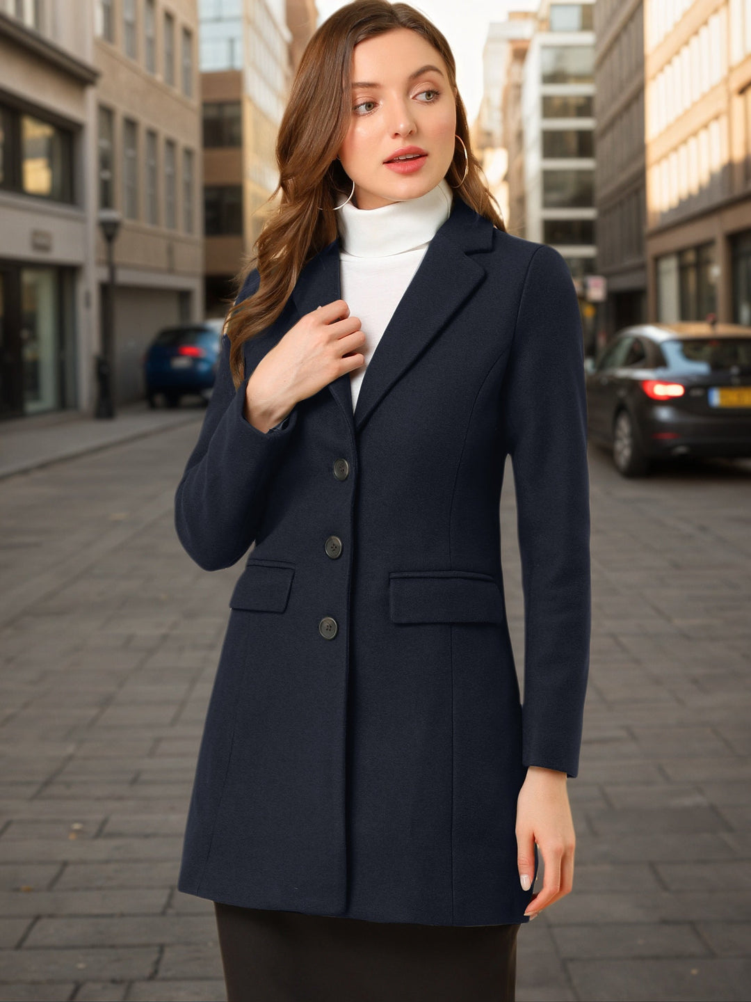 Women's Button Single Breasted Pea Coat | Winter