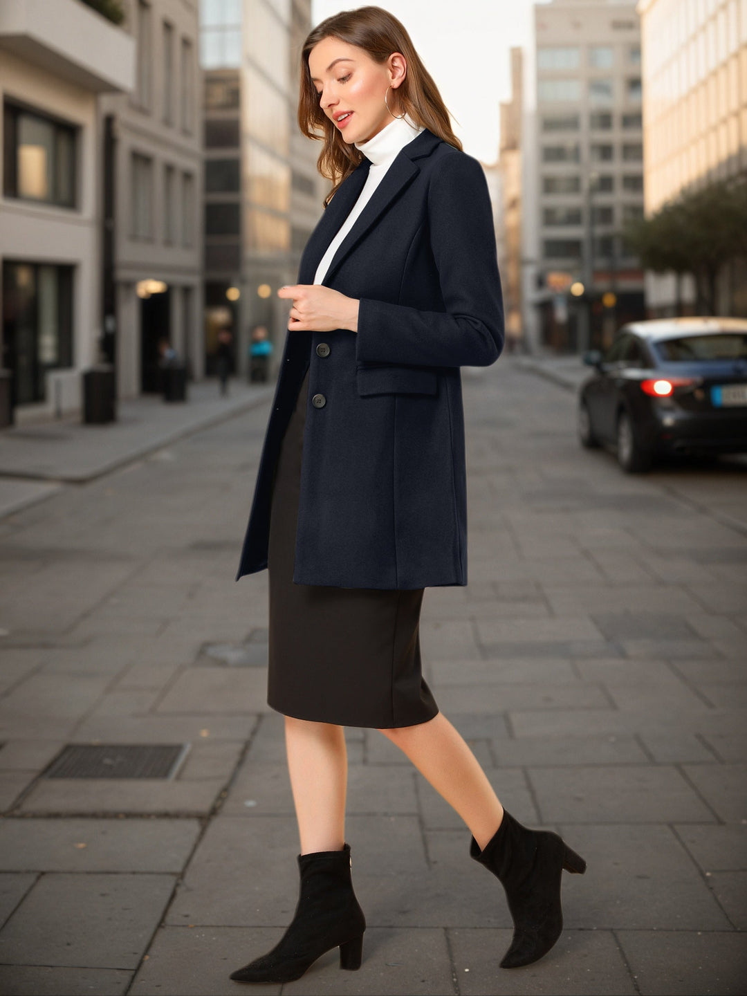Women's Button Single Breasted Pea Coat | Winter