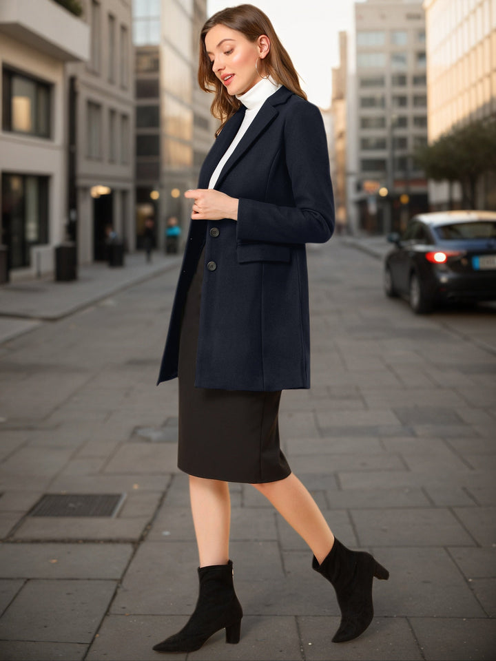 Women's Button Single Breasted Pea Coat | Winter