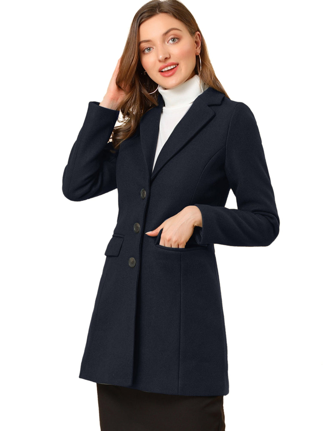 Women's Button Single Breasted Pea Coat | Winter
