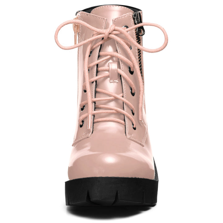 Women's Lace Up Combat Chunky Ankle Boots | Platform