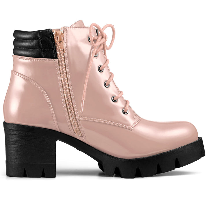 Women's Lace Up Combat Chunky Ankle Boots | Platform