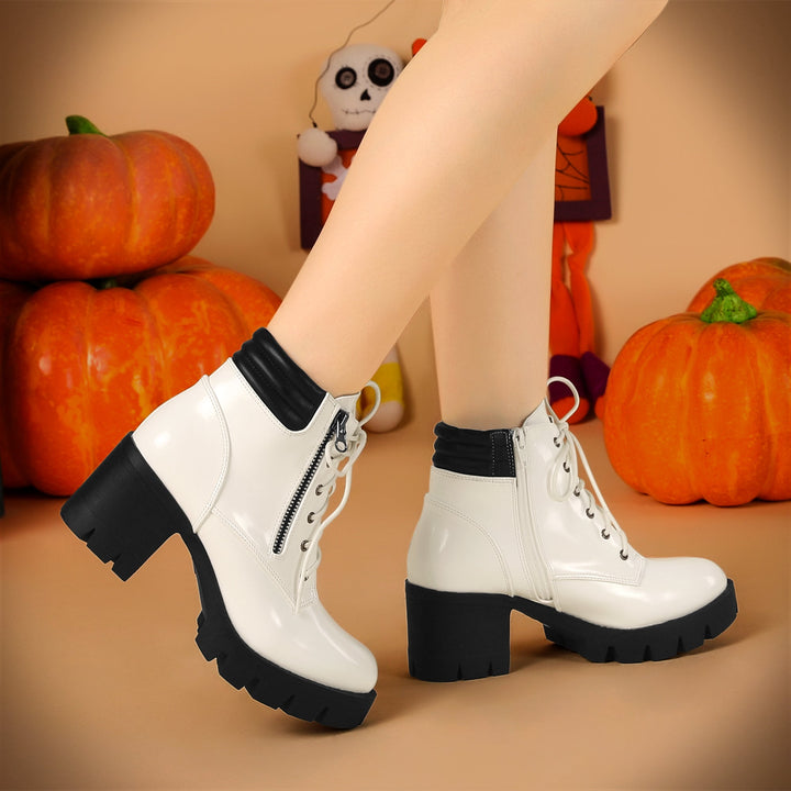 Women's Lace Up Combat Chunky Ankle Boots | Platform