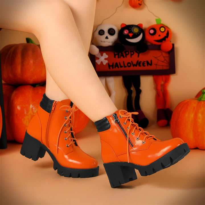 Women's Lace Up Combat Chunky Ankle Boots | Platform