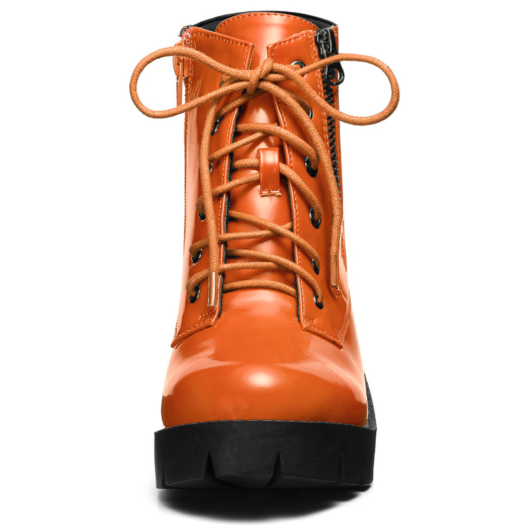 Women's Lace Up Combat Chunky Ankle Boots | Platform