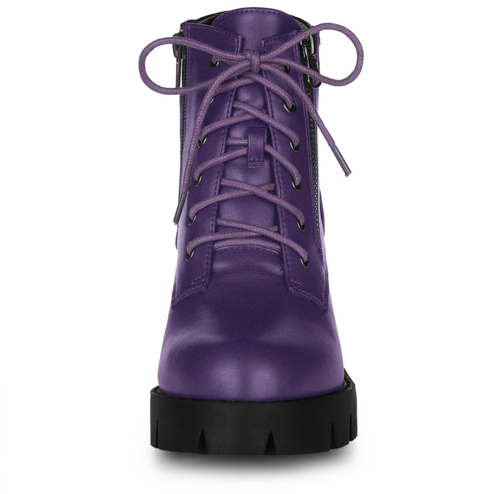 Women's Lace Up Combat Chunky Ankle Boots | Platform