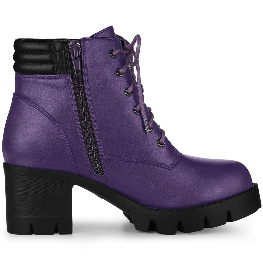 Women's Lace Up Combat Chunky Ankle Boots | Platform