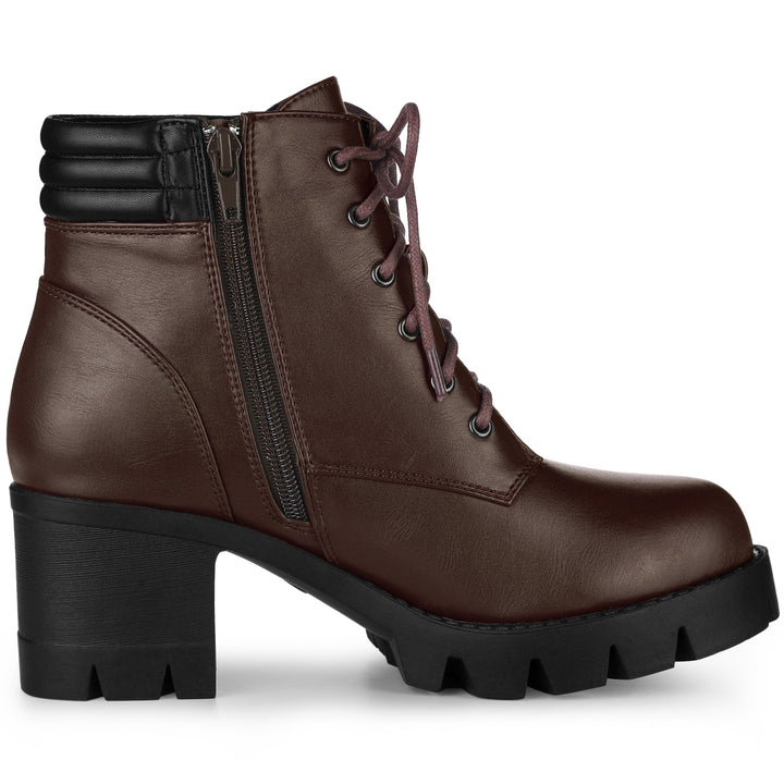 Women's Lace Up Combat Chunky Ankle Boots | Platform