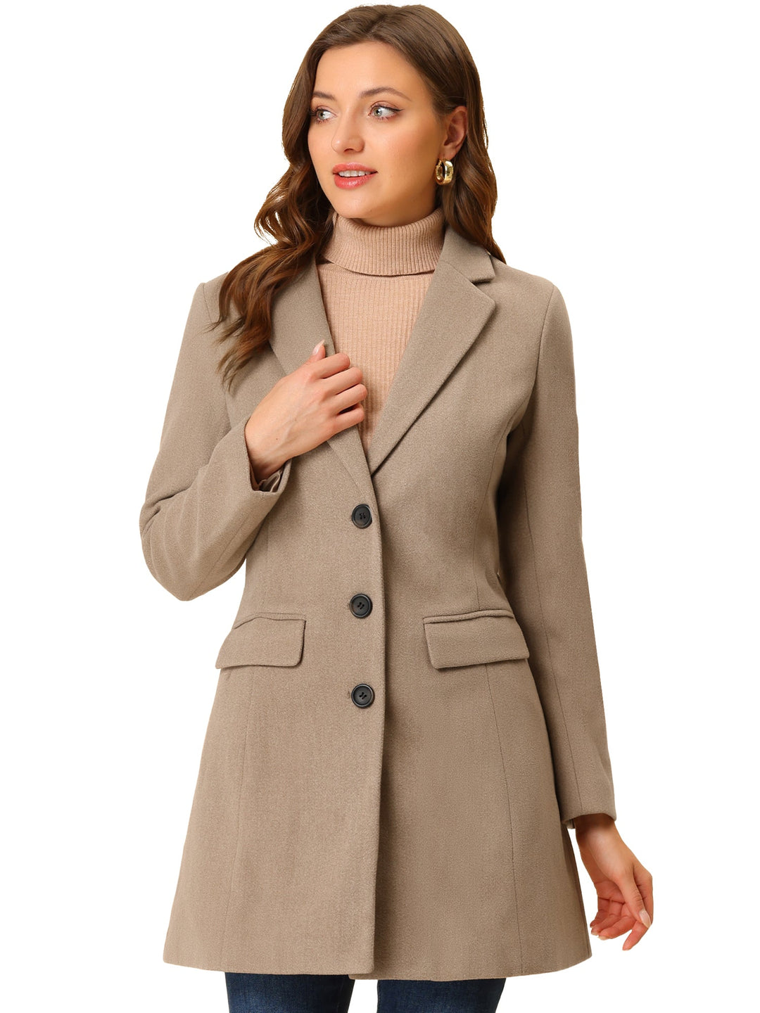 Women's Button Single Breasted Pea Coat | Winter