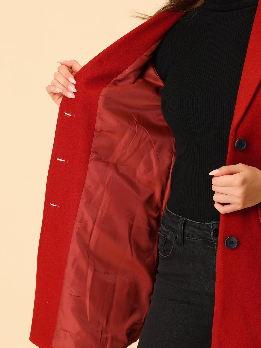Women's Button Single Breasted Pea Coat | Winter