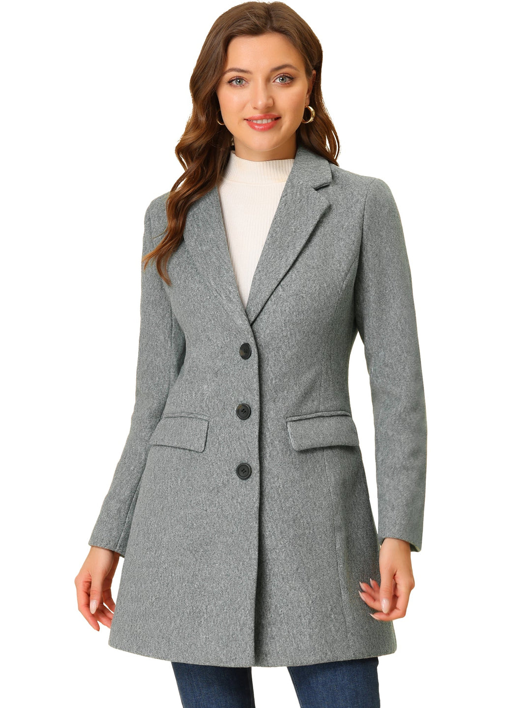 Women's Button Single Breasted Pea Coat | Winter