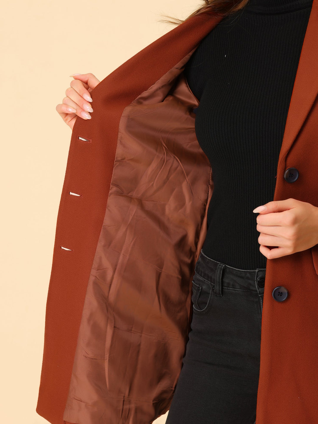 Women's Button Single Breasted Pea Coat | Winter
