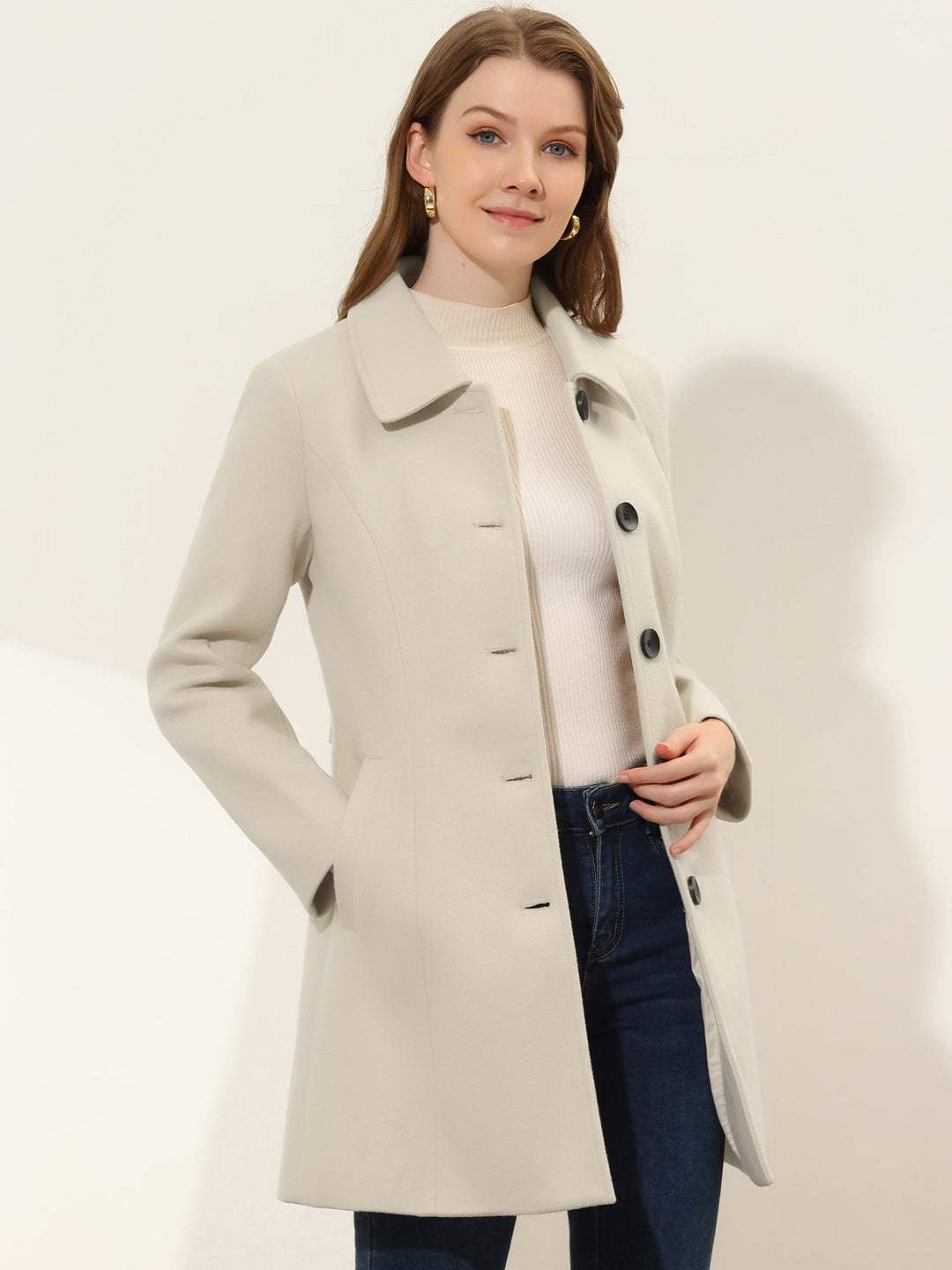 Women's Winter Single Breasted Pea Coat | Long