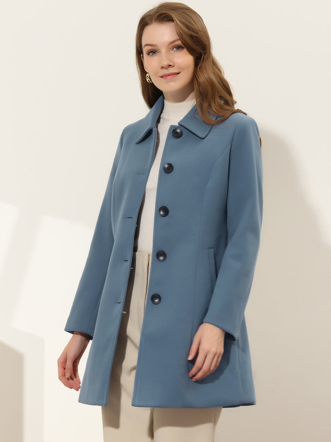Women's Winter Single Breasted Pea Coat | Long