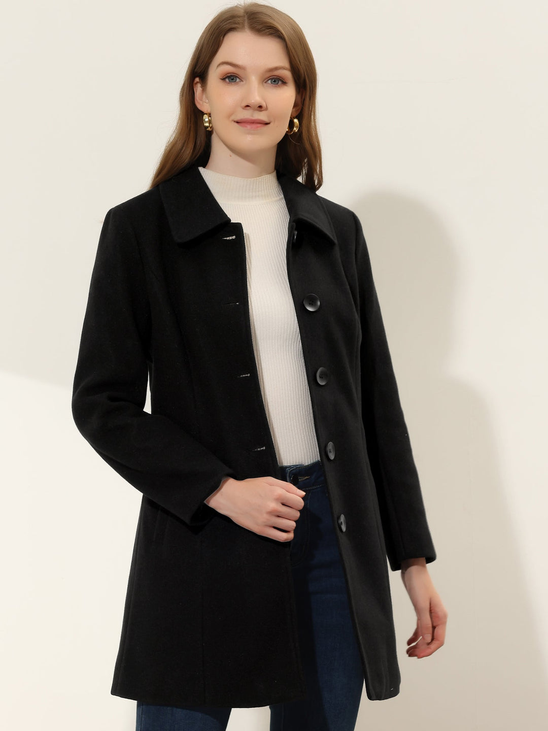 Women's Winter Single Breasted Pea Coat | Long