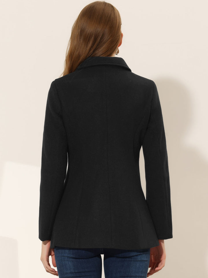 Women's Winter Button Collared Pea Coat | Single Breasted