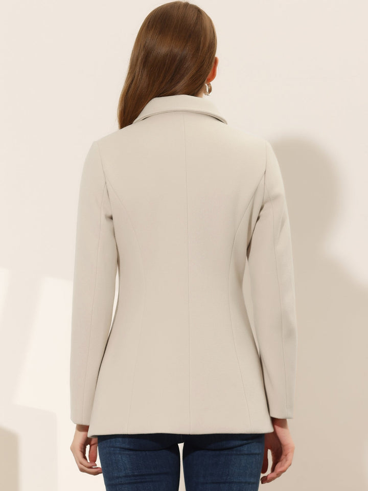 Women's Winter Button Collared Pea Coat | Single Breasted