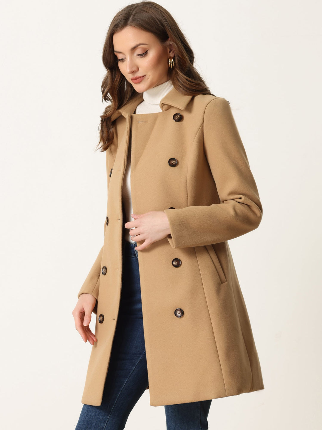 Women's Double Breasted Long Trench Coat | Winter