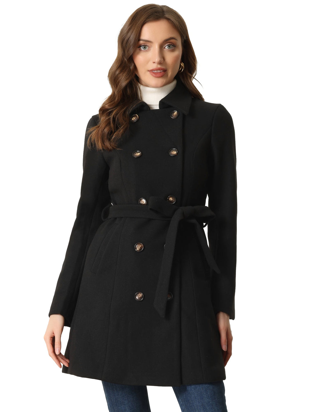 Women's Double Breasted Long Trench Coat | Winter