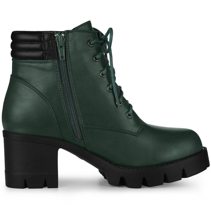 Women's Lace Up Combat Chunky Ankle Boots | Platform